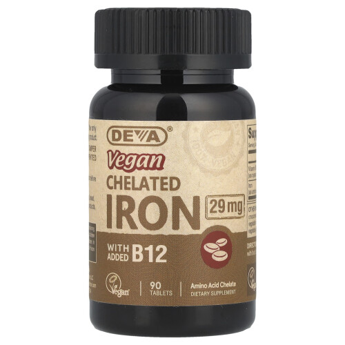 Deva, Wegańska, Chelata Iron, 29 mg, 90 Tabletek