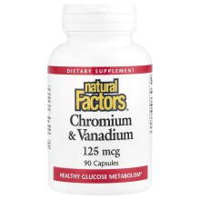 Natural Factors, Krom og Vanadium, 125 mcg, 90 Capsules