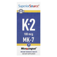 Superior Source, Vitamin K-2, 100 mcg, 60 Microlingual Instant Dissolve Tabletiky
