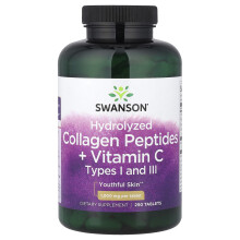 Swanson, Peptidas de Colágeno Hidrolizado + Vitamina C, 1,000 mg, 250 Tabletas