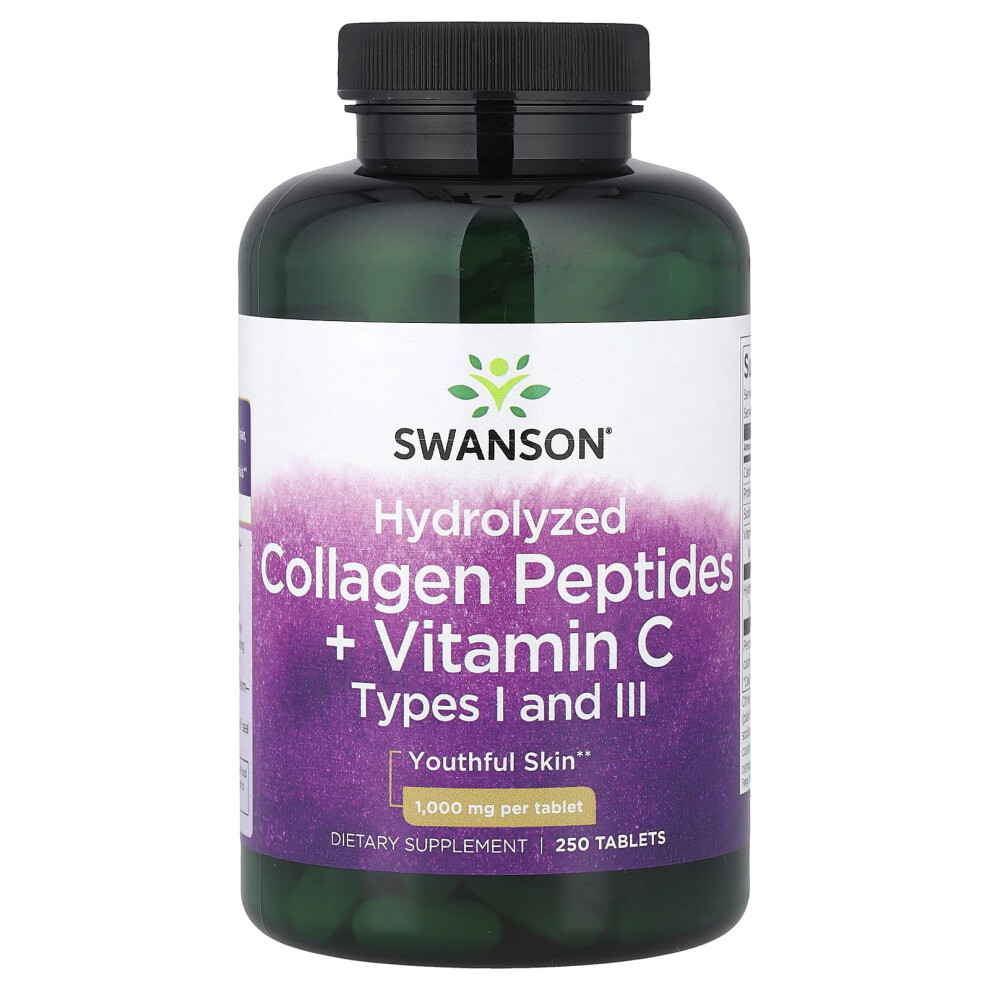 Swanson , Hydrolyzed Collagen Peptides + Vitamin C 1,000 Mg, 250 Tablets