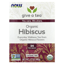T de Te Orgnico Real NOW Foods, Hibisco Orgnico, Sin Caffeina, 24 Bolsas de T, 1.7 oz (48 g)