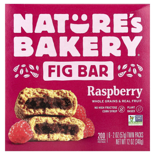 Nature's Bakery, Fig Bar, Raspberry, 6 Δίδυμα Πακέτα, 2 oz (57 g) Κάθε