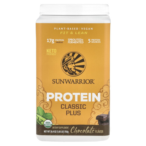 Sunwarrior, Classic Plus Protein, Schokolade, 1,65 lb (750 g)