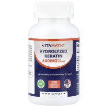 Vitamatic, Hydrolyseret Keratin, 120 Vegetabilske Kapsler (250 mg per Kapsel)