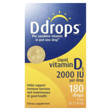 Ddrops, Folyékony Vитamin D3, 2 000 IU, 0,17 fl oz (5 ml)