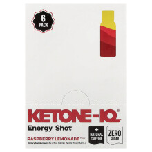 Ketone-IQ, Energi Shot, Hallon Lemonad, 6 Flaskor, 2 fl oz (59 ml) Varje