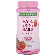Nature's Bounty, Haar, Haut & Nägel Gummies mit Biotin, Erdbeere, 2.500 mcg, 80 Gummies (1.250 mcg pro Gummy)