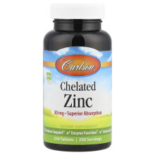 Carlson, Chelatisk Zink, 30 mg, 250 Tabletter