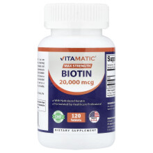 Vitamatic, Biotyna, Max Siła, 20 000 mcg, 120 Tabletek