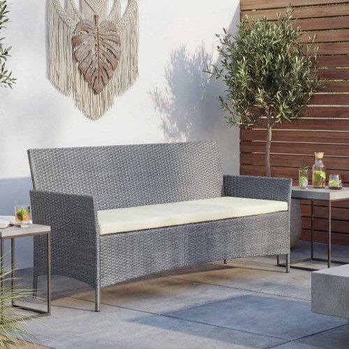 3-Sitzer Poly-Rattan Gartenbank Hamar, Sitzbank 1