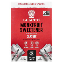 Lakanto, Dulcificante de Monkfruit con Eritritol, Clásico, 30 Paquetes, 3.17 oz (90 g)
