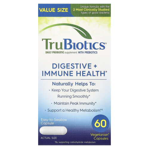 Saúde Digestiva e Imune da TruBiotics, 60 Comprimidos Vegetarianos