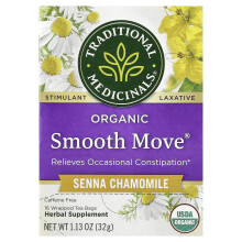 Traditional Medicinals, Smooth Move Orgânico, Senna Camomila, Sem Cafeína, 16 Sacos de Chá Enrolados, 1,13 oz (32 g)