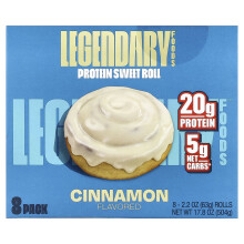 Legendary Foods, Bolinho de Proteína Doce, Canela, 8 Embalagens, 2,2 oz (63 g) Cada Uma