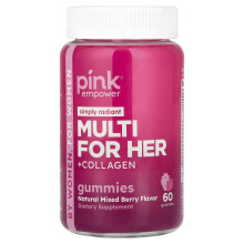 Pink, Simply Radiant Multi For Femeia + Geluri de Colagen, Fructe de Pădure Mixate Naturale, 60 Geluri