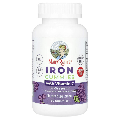 MaryRuth's, Rauta Gummies Vitamiini C, Sokeriton, Grape, 60 Gummies