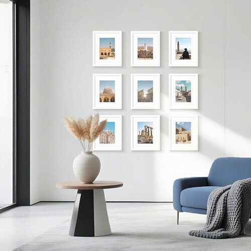 8x10 Schwarze Bilderrahmen, 9er-Set – Passend für 5x7 mit Passepartout oder 1