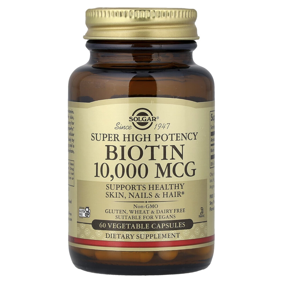 Solgar , Super High Potency Biotin, 10,000 Mcg, 60 Vegetable Capsules