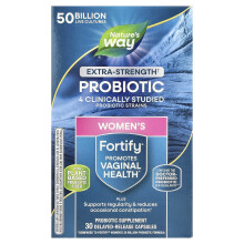 Nature's Way, Fortify Naisten Probiotiikka + Prebiotit, Extra Vahvuus, 50 Miljardia, 30 Viivästynyt Jälkitoimintakapseli