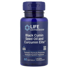 Life Extension, Svart Kumminfröolja och Curcumin Elite , 60 Softgels