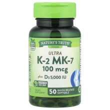 Nature's Truth, Ultra K-2 + MK-7, 100 mcg, 50 Rýchlo Vydávané Softgels