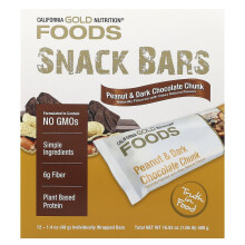 California Gold Nutrition, Lebensmittel, Erdnuss- und dunkle Schokoladenstück-Bars, 12 Bars, 1,4 oz (40 g) pro Stück