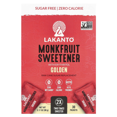Lakanto, Μοναχική Φρούτα με Erythritol, Χρυσό, 30 Πακέτα