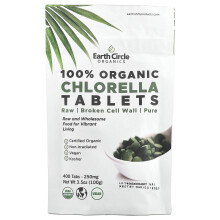 Earth Circle Organics, Οργανική Χλωρέλλα Τάμπλετ, 400 mg, 400 Τάμπλετ, 3.5 oz (100 g) (62.5 mg ανά Τάμπλετ)