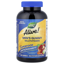 Nature's Way, Alive! Mężczyźni, Multivitamin w Formie Gumowej, Owoc, 150 Gum