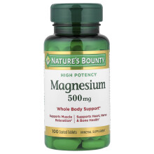 Nature's Bounty, Természetes kincsek, Magnézium, 500 mg, 100 bevonatos tablettát