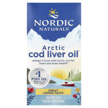 Nordic Naturals, Arctic Cod Liver Oil, Lemon, 180 Kapsułek miękkich