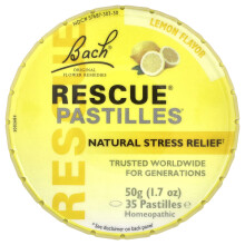 Bach, Originální Květinové Léky, Rescue Pastilles, Přírodní Stres Relief, Citron, 35 Pastilly, 1,7 oz (50 g)