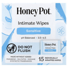 The Honey Pot Company, Panos Intimos, Sensível, 15 Panos Individualmente Embalados