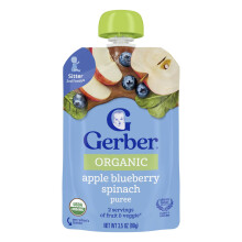 Gerber, Cibi per Bambini, 2 Alimento, Mele, Mirtillo, Spinaci, 3,5 oz (99 g)