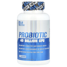 EVLution Nutrition, Probiotiikka, 40 Miljardia CFU, 60 Kasviskapseli (20 Miljardia CFU per Kapseli)