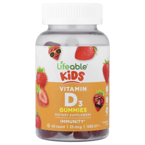 Λάιφάμπλ, Kids Βιταμίνη D3 Gummies, Strawberry, 60 Gummies