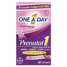 One-A-Day, Prenatal 1 con Ácido Fólico, DHA y Hierro, Suplemento Multivitamínico/Multimineral, 30 Gelatinas Blandas