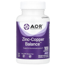 Advanced Orthomolecular Research AOR, Zinc-Copper Balans, 100 Kapslar
