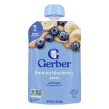 Gerber, Natural para Criança, Wonder Foods, 12+ Meses, Banana, Mirtilo, 3.5 oz (99 g)