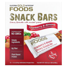 California Gold Nutrition, Alimentos, Biscoitos de Granola de Mirtilo e Amendoim, 12 Biscoitos, 1.4 oz (40 g) Cada