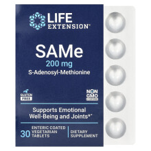 Life Extension, SAMe S-Adenosyl-Metionina, 200 mg, 30 Tabletek z Chronioną Stawką