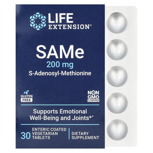Life Extension, SAMe S-Αδενοσυνθένιο-Μηθιοσυνθένιο, 200 mg, 30 Εισοδηματικά Βιολογικά Καψούλια
