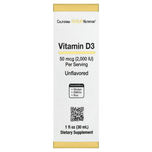 Vitamina D3, sin sabor, 2,000 IU, 1 fl oz (30 ml)
