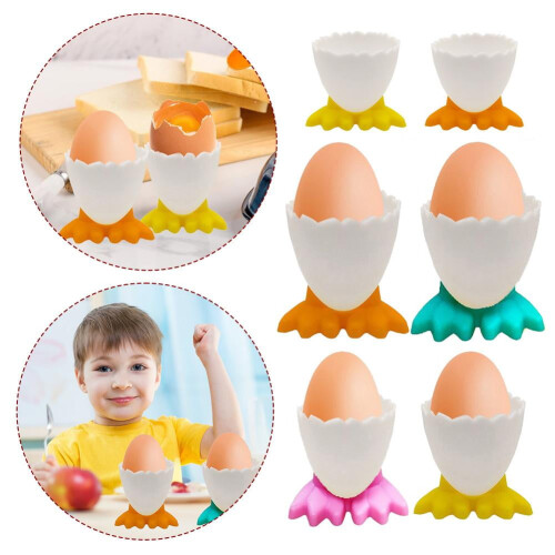 2Pcs Chicken Feet Egg Cups for Soft Boiled Eggs – Cute Easter Decor, Plastic Single Egg Holder, Compatible with Standard Egg Sizes 1
