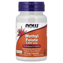 NOW Foods, Methylefolaat, 5.000 mcg, 50 veg capsules