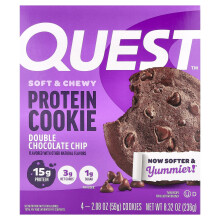 Quest Nutrition, Proteinový cookie, Double Chocolate Chip, 4 balení, 2,08 oz (59 g) Každý