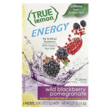 True Citrus, True Lemon, Energie, Divoká borovinka granát, 6 balení, 0,095 oz (2,7 g) Každé