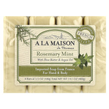 A La Maison de Provence, Hand- en lichaamssap, Rosemarijn-Munt, 4 baren, 3.5 oz (100 g) per bar