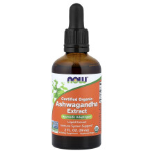 NOW Foods, Gecertificeerd biologisch, Ashwagandha-extract, 2 fl oz (59 ml)